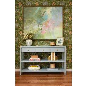 Briar Light Blue 52" Glass Top Console Table with 3 Drawers