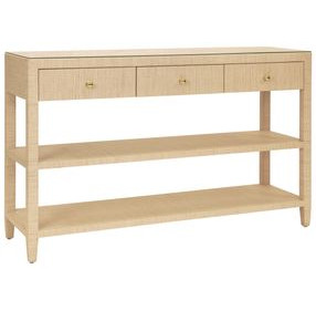 Briar Natural 52" Glass Top Console Table with 3 Drawers