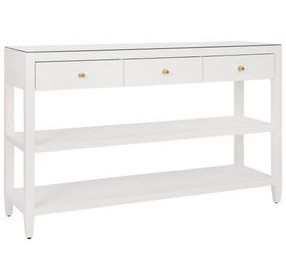Briar White 52" Glass Top Console Table with 3 Drawers