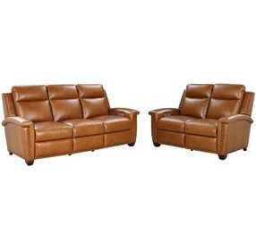 Briar Elwood Saddle Leather 86" Power Reclining Living Room Set with Power Headrests