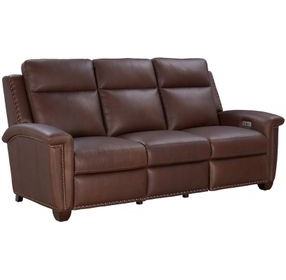 Briar Clifton Chocolate Leather 86" Power Reclining Sofa with Power Headrests