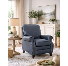 Briarwood Santa Fe Ocean Leather Push Thru The Arms Recliner with Nailhead Trim