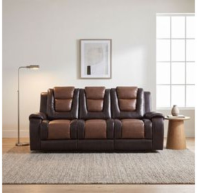 Briscoe Light And Dark Brown Double Reclining Sofa