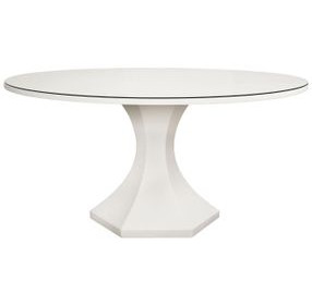 Bryce White 60" Round Glass Top Dining Table
