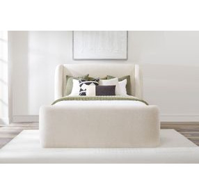 Shiloh White Mocha Performance Fabric Queen Upholstered Platform Bed