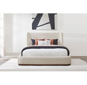 Sofia Blanched Almond Upholstered King Panel Bed