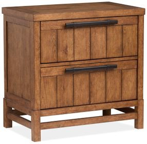 Conway Honey Wheat 2 Drawer Nightstand with USB Charging