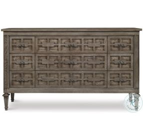 Casa Bella Timber Grey 9 Drawer Burl Dresser
