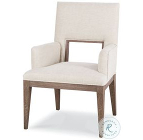 Casa Bella Timber Grey And Beige Upholstered Dining Arm Chair