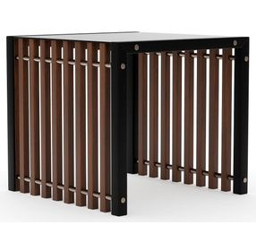 Pinstripe Dark Chocolate and Rich Walnut Square Glass Top End Table