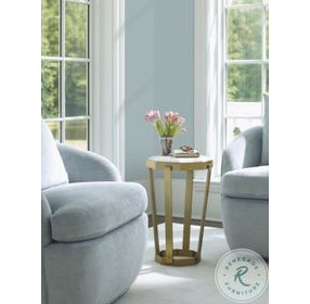 Compositions Honed Volakas Marble And Satin Brass Accent Table