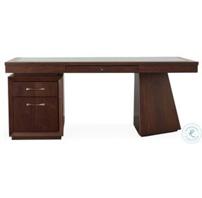 Compositions Black Glass And Walnut Desk