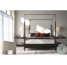 Cadence Mocha Upholstered King Canopy Bed