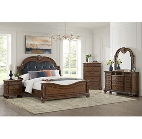 Concerto Black and Brown Queen Upholstered Panel Bed