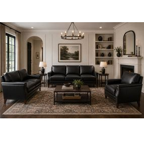 Camden Black Leather Living Room Set