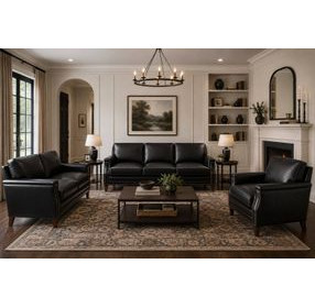 Camden Black Leather Living Room Set