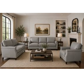 Camden Silver Leather Living Room Set