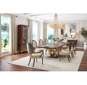 Camellia Field Warm Pecan 124" Extendable Rectangular Dining Table