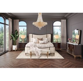 Camellia Field Pecan Upholstered Bedroom Set