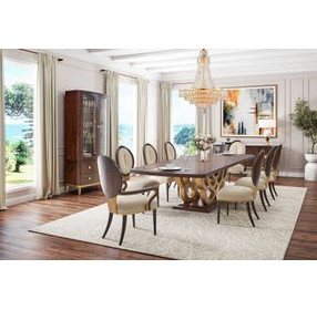 Camellia Field Warm Pecan 4 Door Sideboard with Mirror