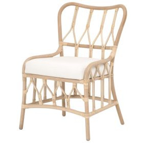 Caprice Blanche Natural Rattan Upholstered Dining Chair Set of 2