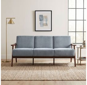 Carlson Blue Gray Velvet Sofa