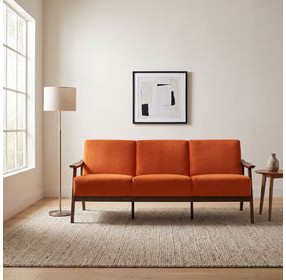 Carlson Orange Velvet Sofa