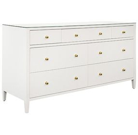 Carnegie Textured White Linen 7 Drawer Dresser
