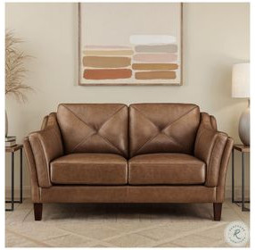 Cassie Latte Leather 62" Loveseat