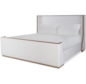Monterey Hawthorne Light and Cream Performance Fabric King Upholstered Panel Bed