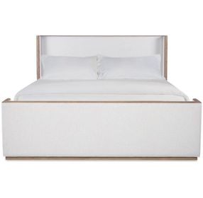Monterey Hawthorne Light and Cream Performance Fabric King Upholstered Panel Bed