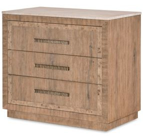 Monterey Hawthorne Light and Beige 3 Drawer Travertine Top Nightstand