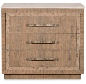 Monterey Hawthorne Light and Beige 3 Drawer Travertine Top Nightstand