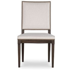 Monterey Hawthorne Dark and Cream Upholstered Side Chair with Nailhead Trim