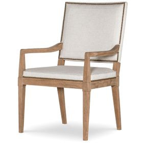 Monterey Hawthorne Light and Cream Upholstered Arm Chair with Nailhead Trim