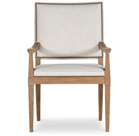 Monterey Hawthorne Light and Cream Upholstered Arm Chair with Nailhead Trim