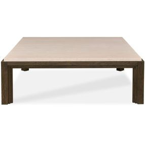 Monterey Hawthorne Dark and Beige Square Travertine Top Occasional Table Set