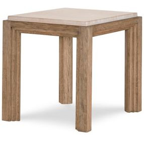 Monterey Hawthorne Light and Beige Square Travertine Top Lamp Table