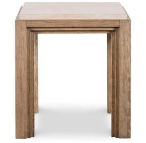 Monterey Hawthorne Light and Beige Square Travertine Top Lamp Table
