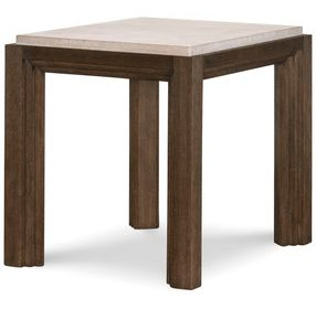 Monterey Hawthorne Dark and Beige Square Travertine Top Lamp Table