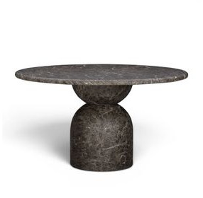 Cynthia Dark Emperador and Walnut Outdoor 54" Round Marble Top Dining Table