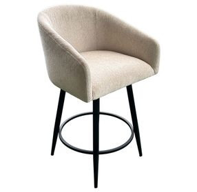 Metal Base Barstools Champagne Performance Fabric Swivel Barrel Bar Stool
