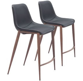 Magnus Black and Walnut Counter Height Stool Set of 2