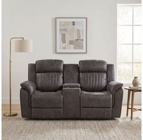 Centeroak Gray 74" Double Reclining Console Loveseat