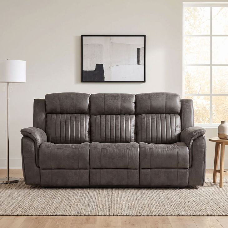 Centeroak Gray Double Reclining Sofa