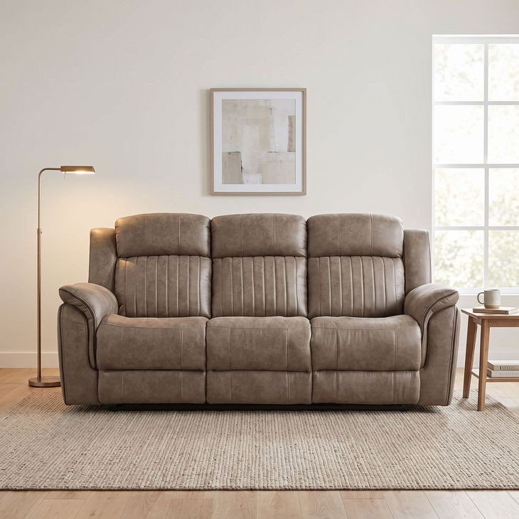 Centeroak Sandy Brown Double Reclining Sofa