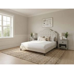 Zest Beige and Black Queen Upholstered Panel Bed