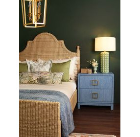 Cole Blue Dyed Rectangular 2 Drawer Glass Top Side Table