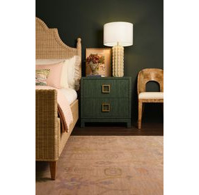 Cole Green Dyed Rectangular 2 Drawer Glass Top Side Table