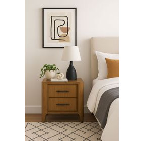 Blue Mallee Brown 2 Drawer Nightstand with USB Charging